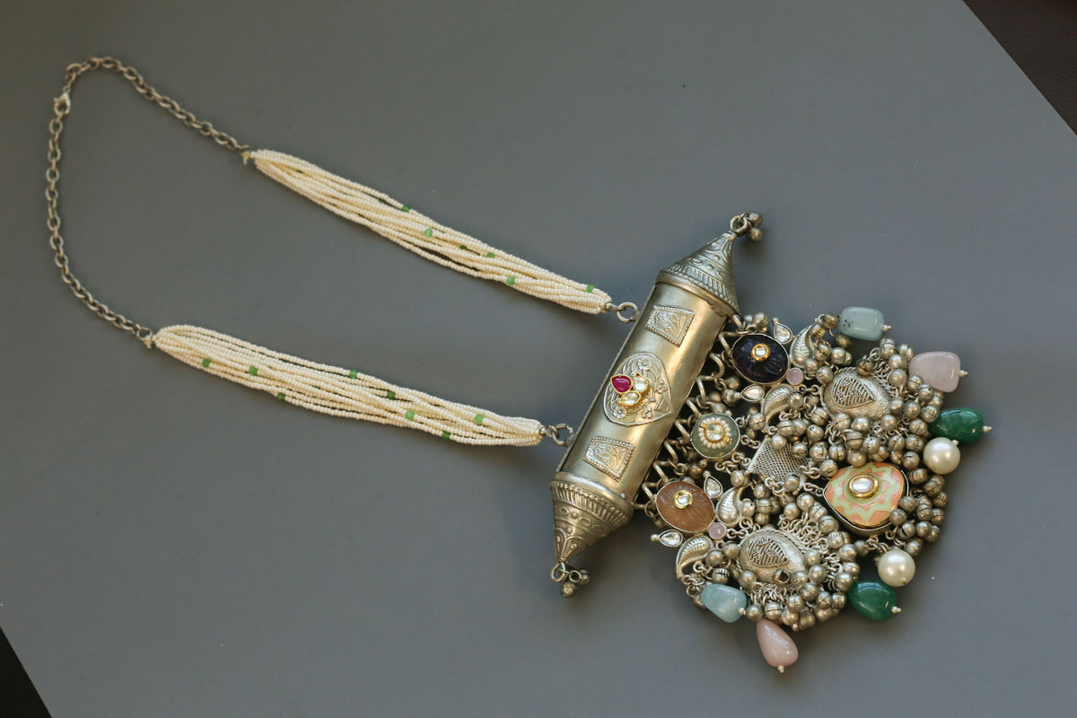 Tabeez Fusion Kundan & Semiprecious Stones Necklace