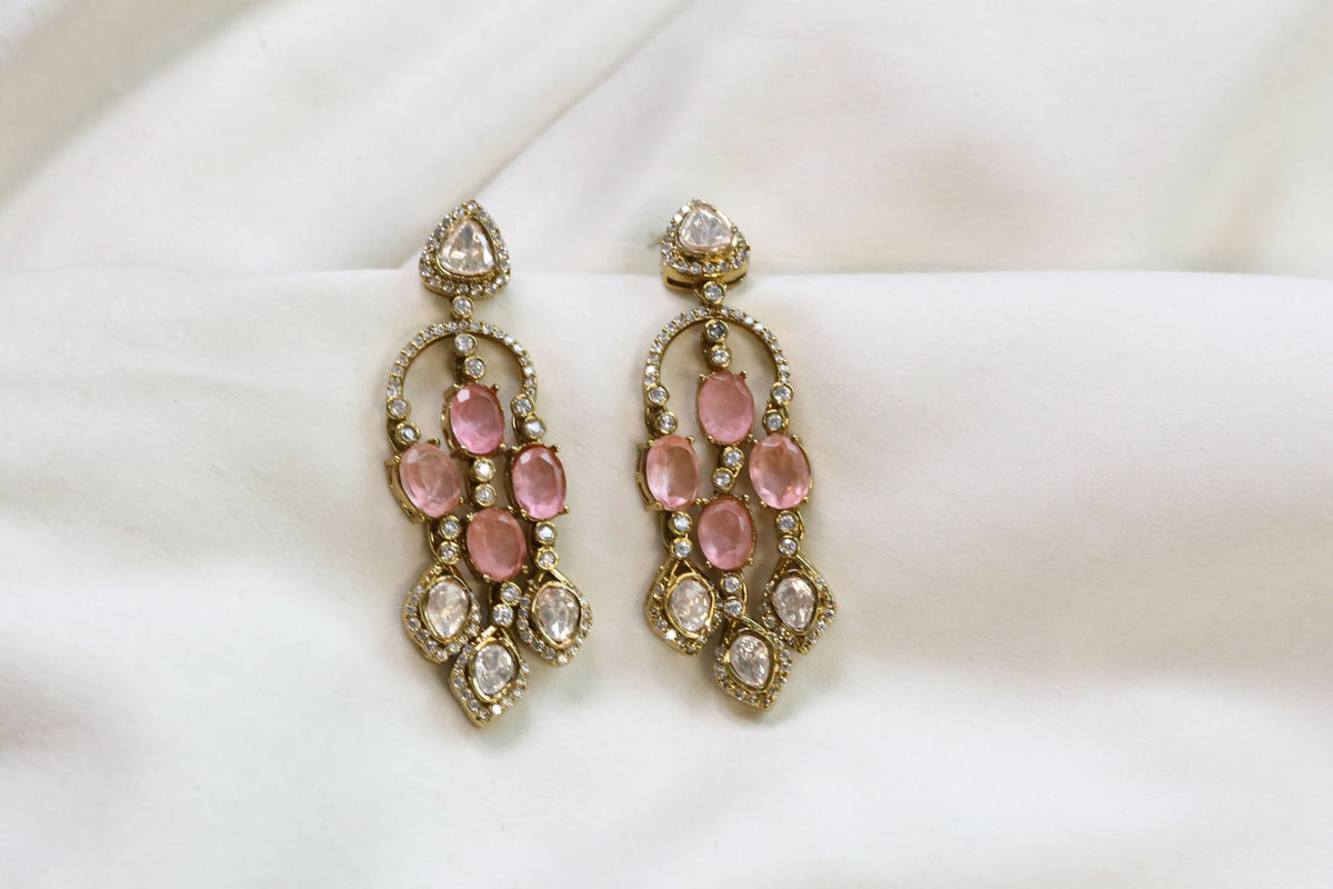 Premium LV Moissanite & Doublet Earrings -Pink