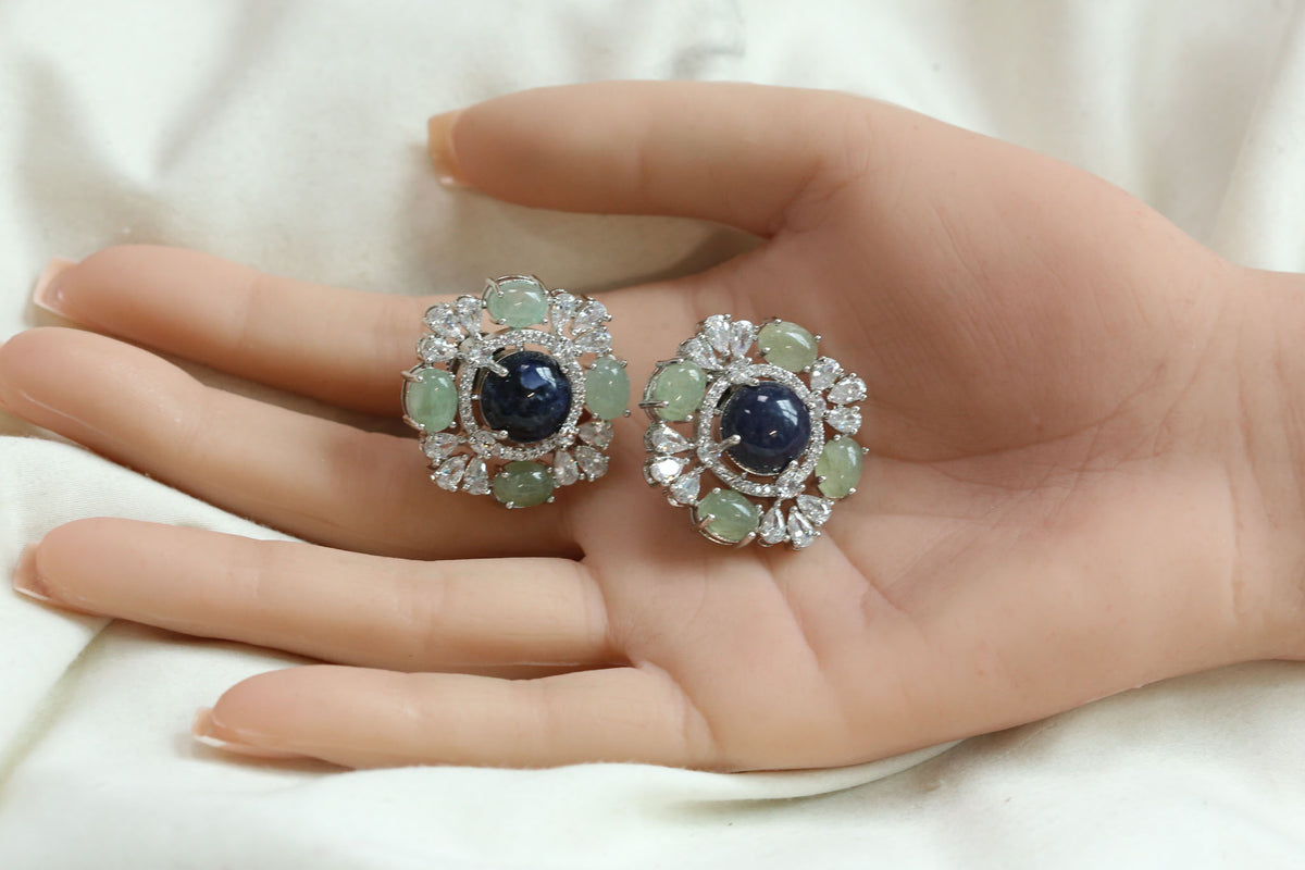 Shruti Semiprecious Studs - Lapis & Fluorite