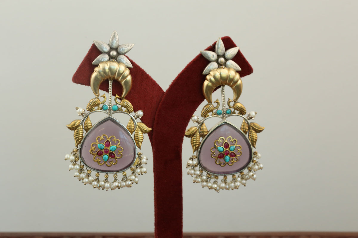 Dual Tone Fusion Earrings- Purple