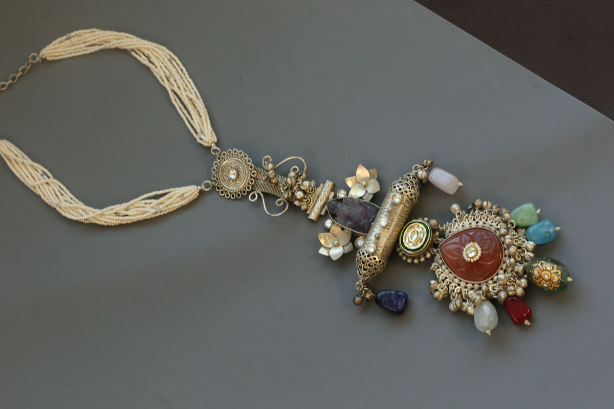 Amethyst Carved Ganesha Fusion Necklace