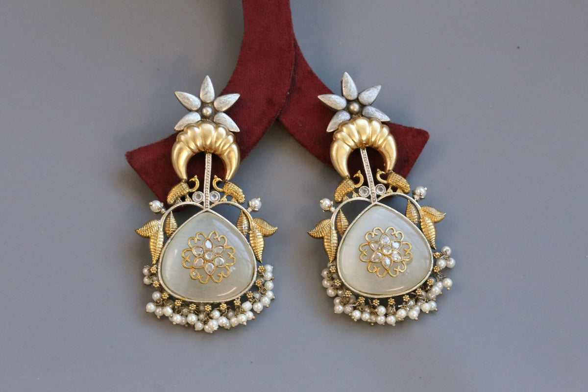 Dual Tone Fusion Earrings- Gray