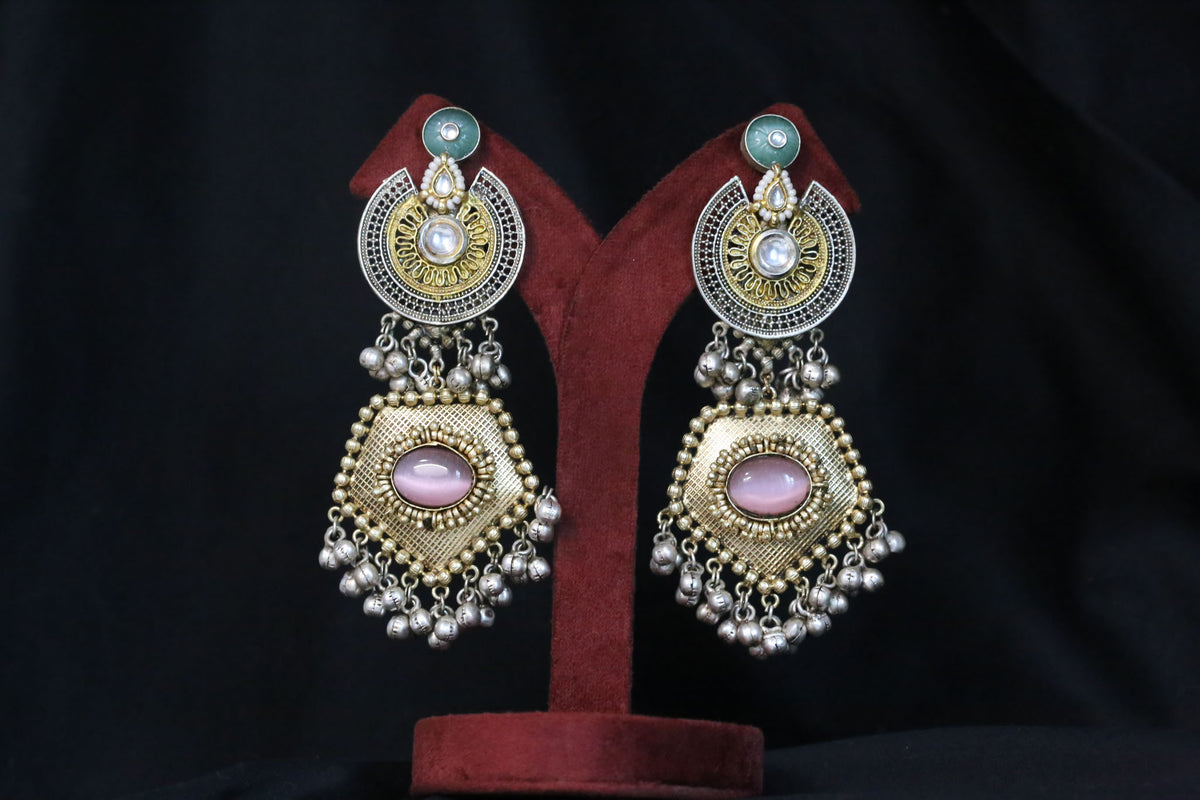 Dual Tone Fusion Earrings - Mint