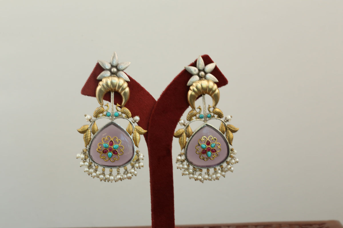 Dual Tone Fusion Earrings- Purple