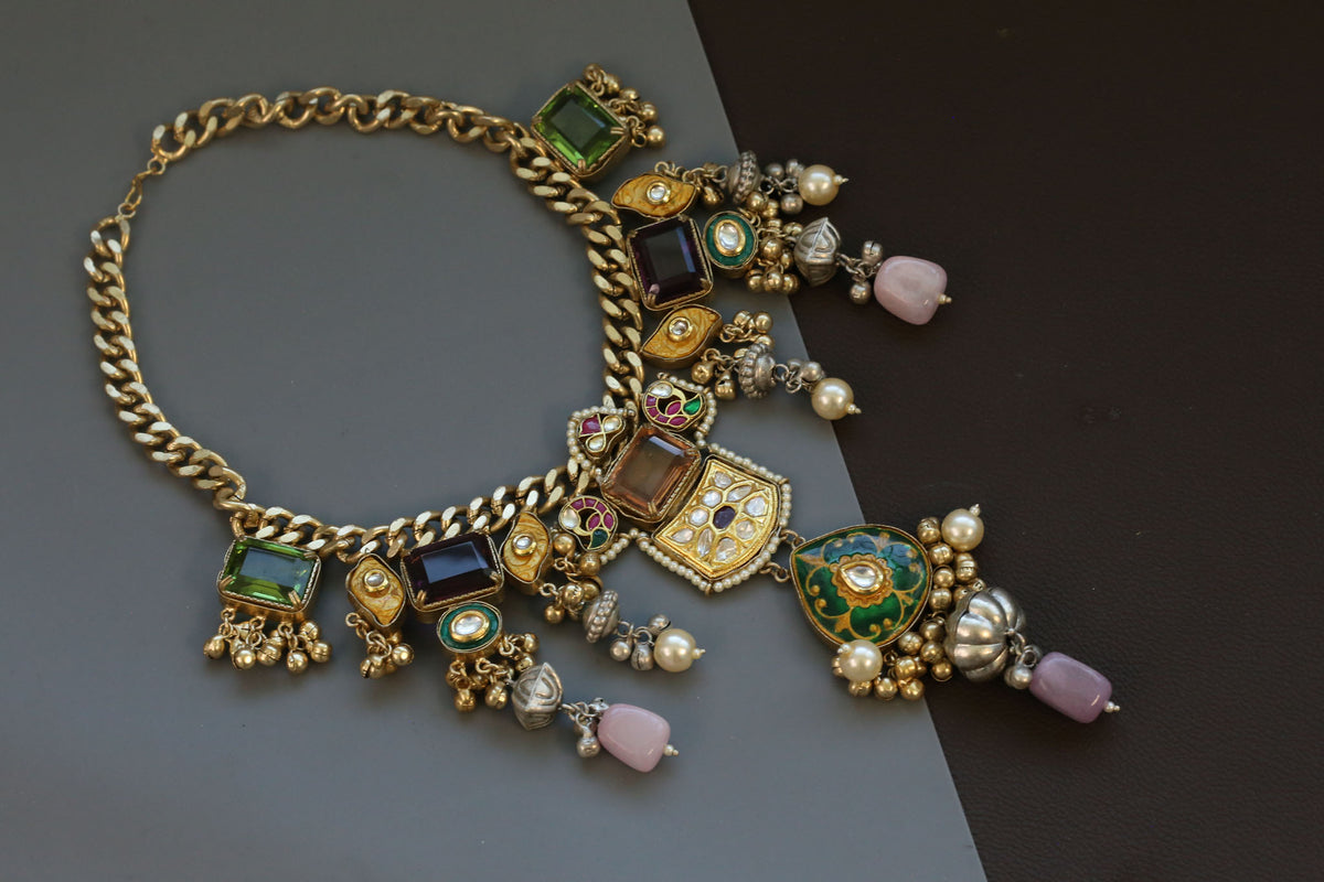 Fusion Kundan & Doublet Necklace- Color 3