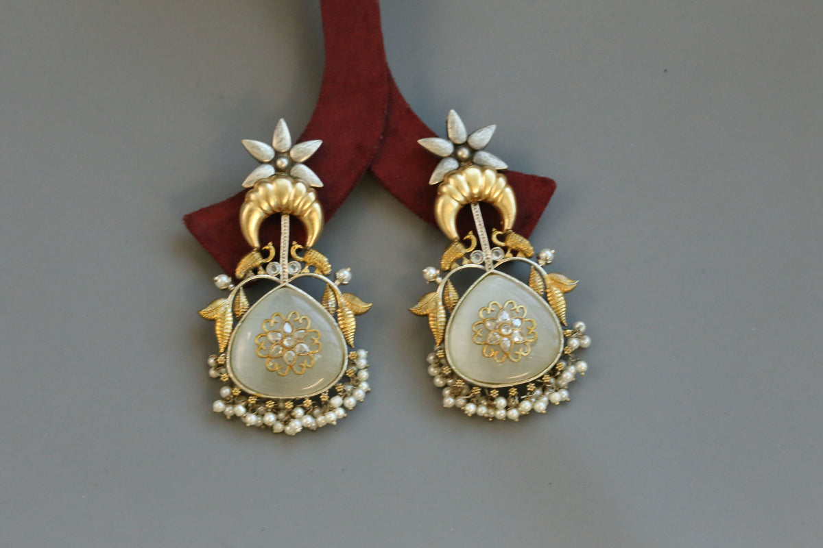 Dual Tone Fusion Earrings- Gray