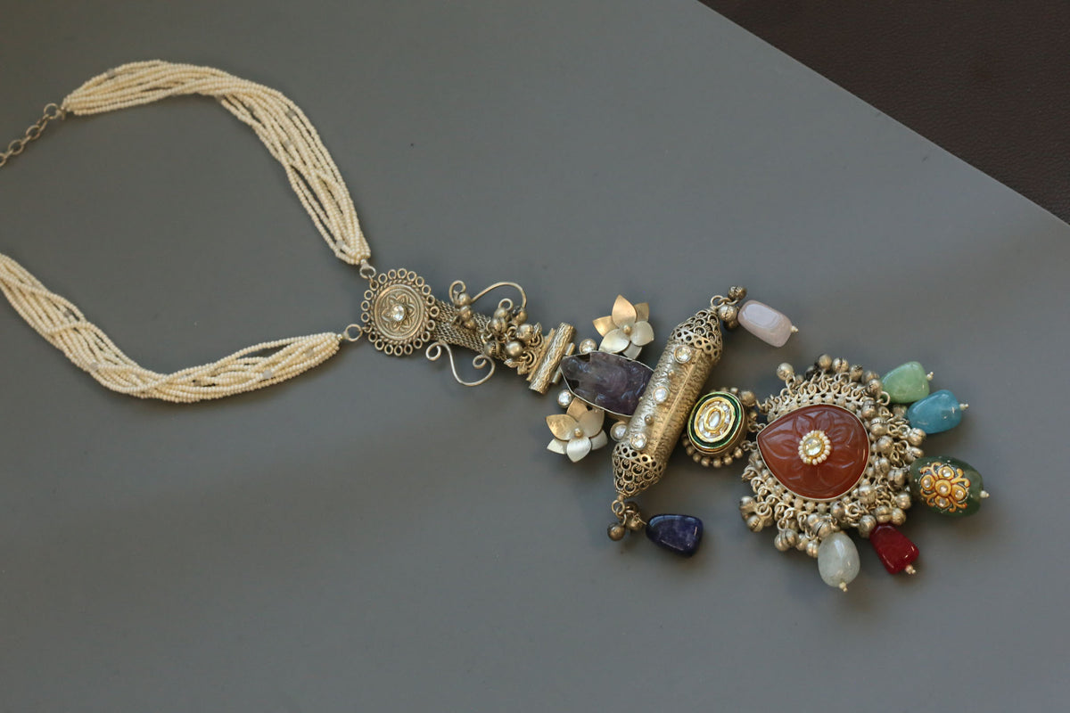 Amethyst Carved Ganesha Fusion Necklace