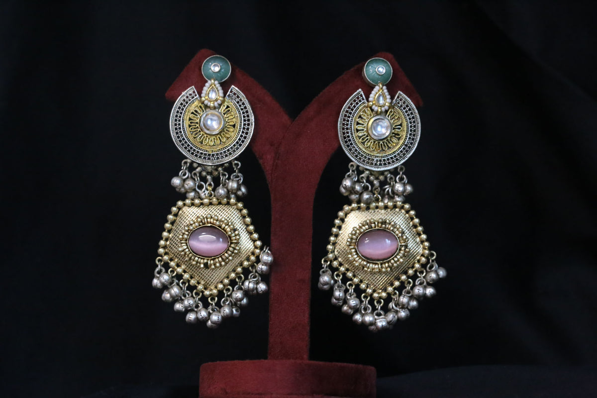 Dual Tone Fusion Earrings - Mint