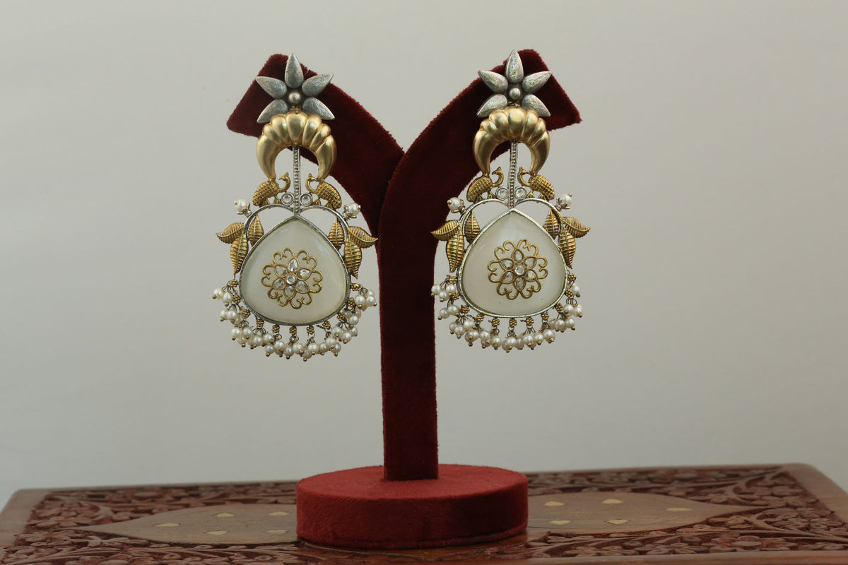 Dual Tone Fusion Earrings- Gray