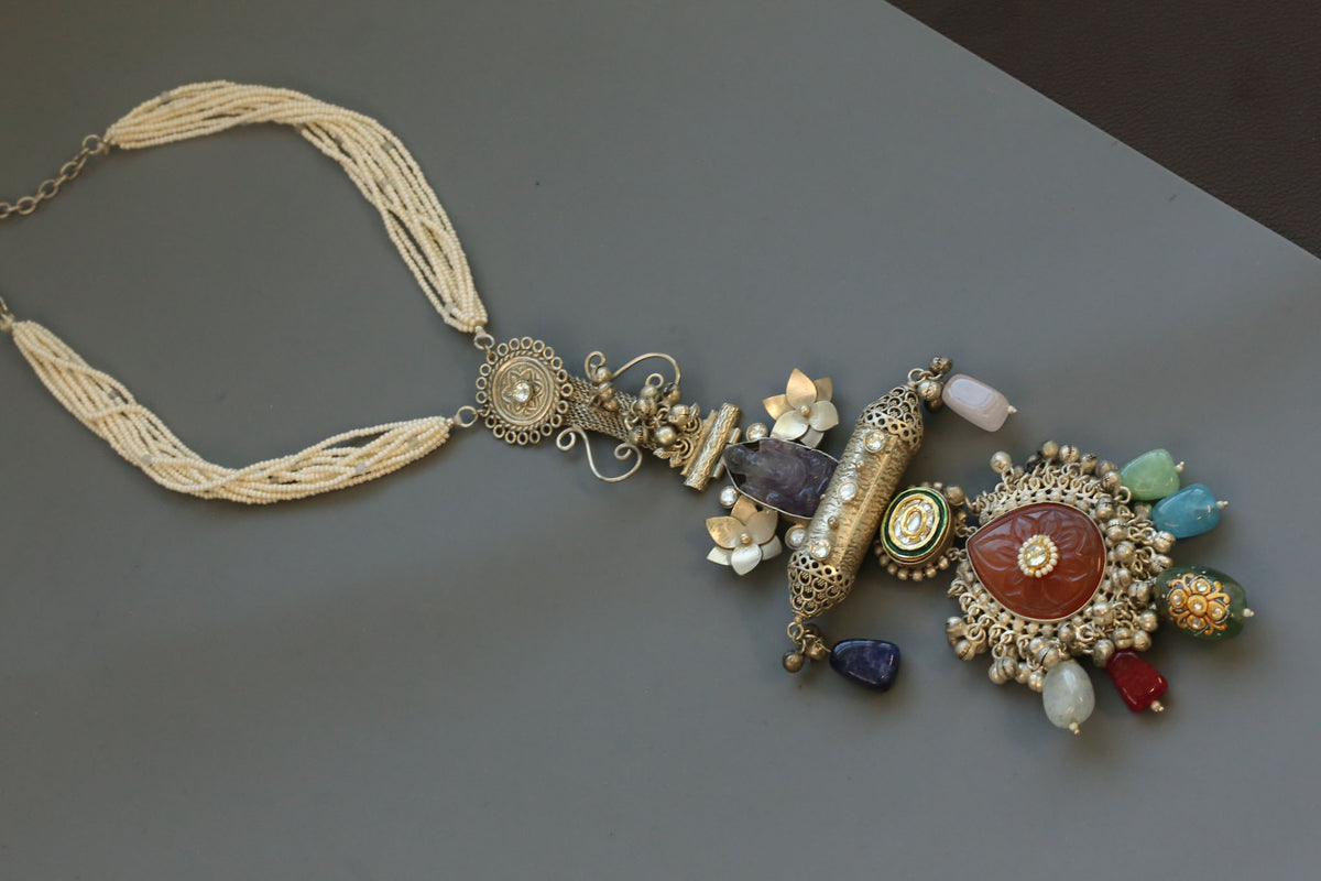 Amethyst Carved Ganesha Fusion Necklace