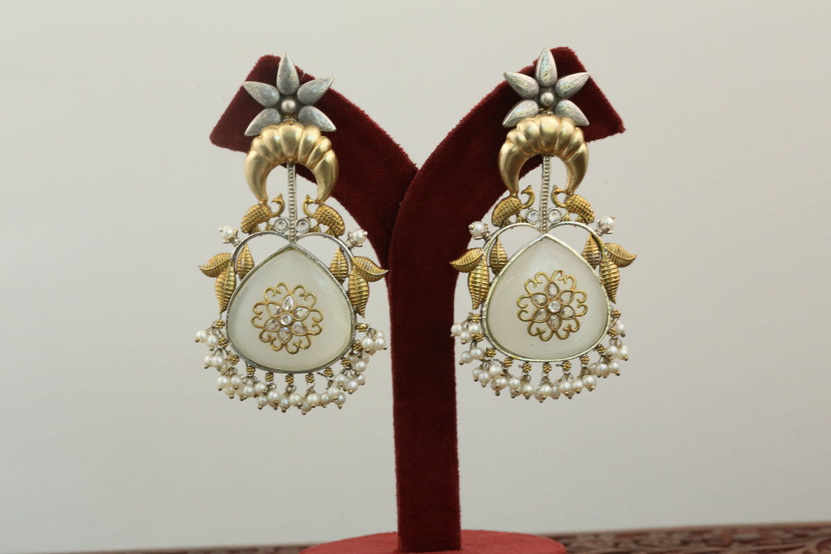 Dual Tone Fusion Earrings- Gray