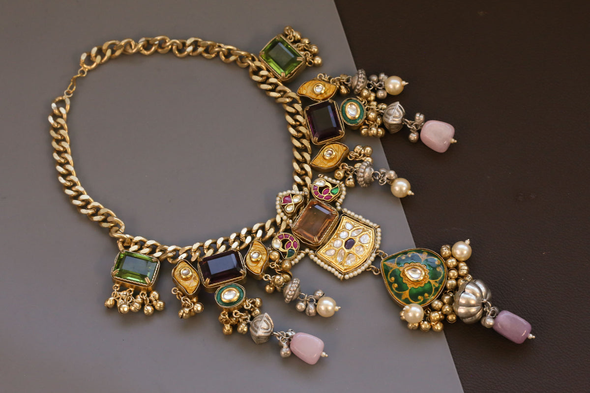 Fusion Kundan & Doublet Necklace- Color 3