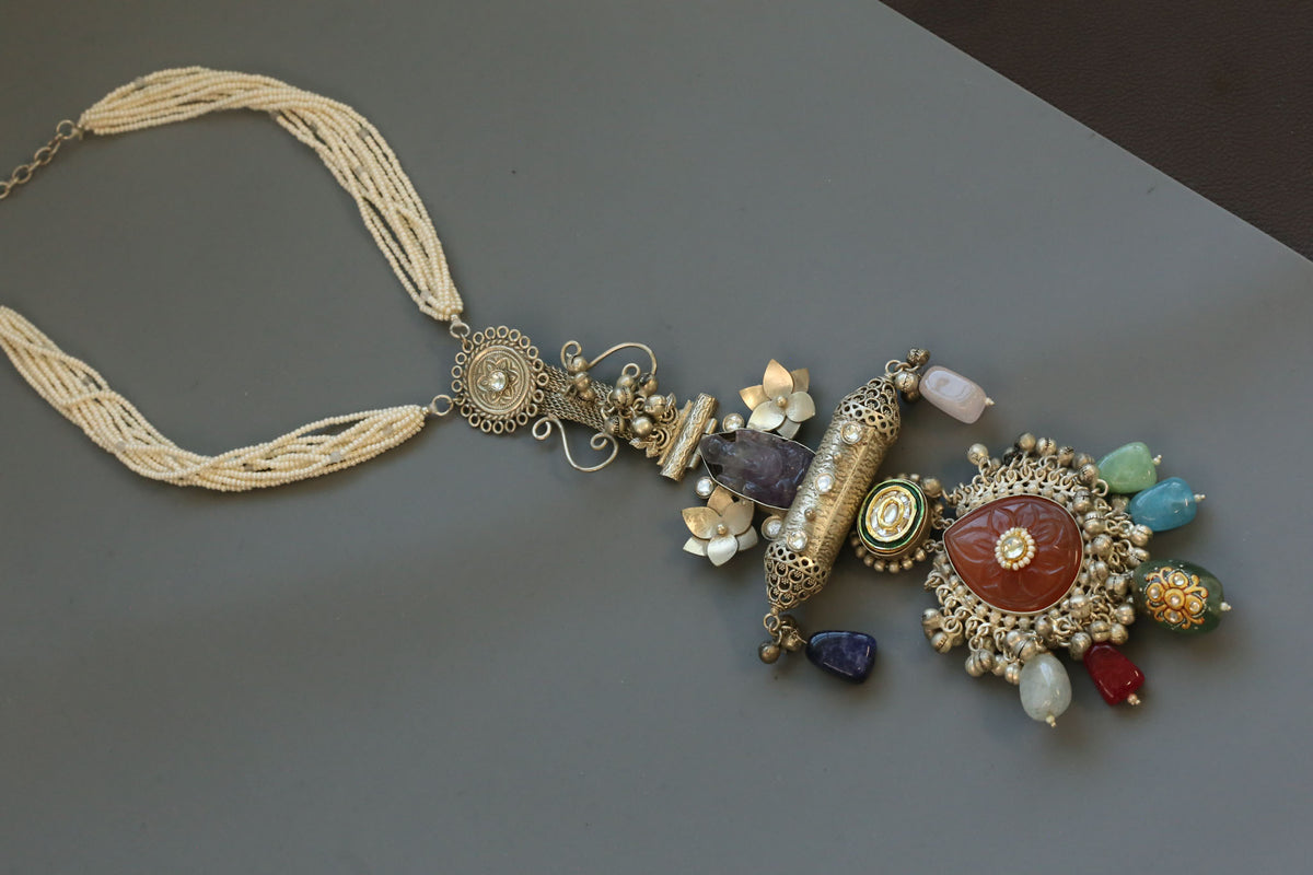 Amethyst Carved Ganesha Fusion Necklace