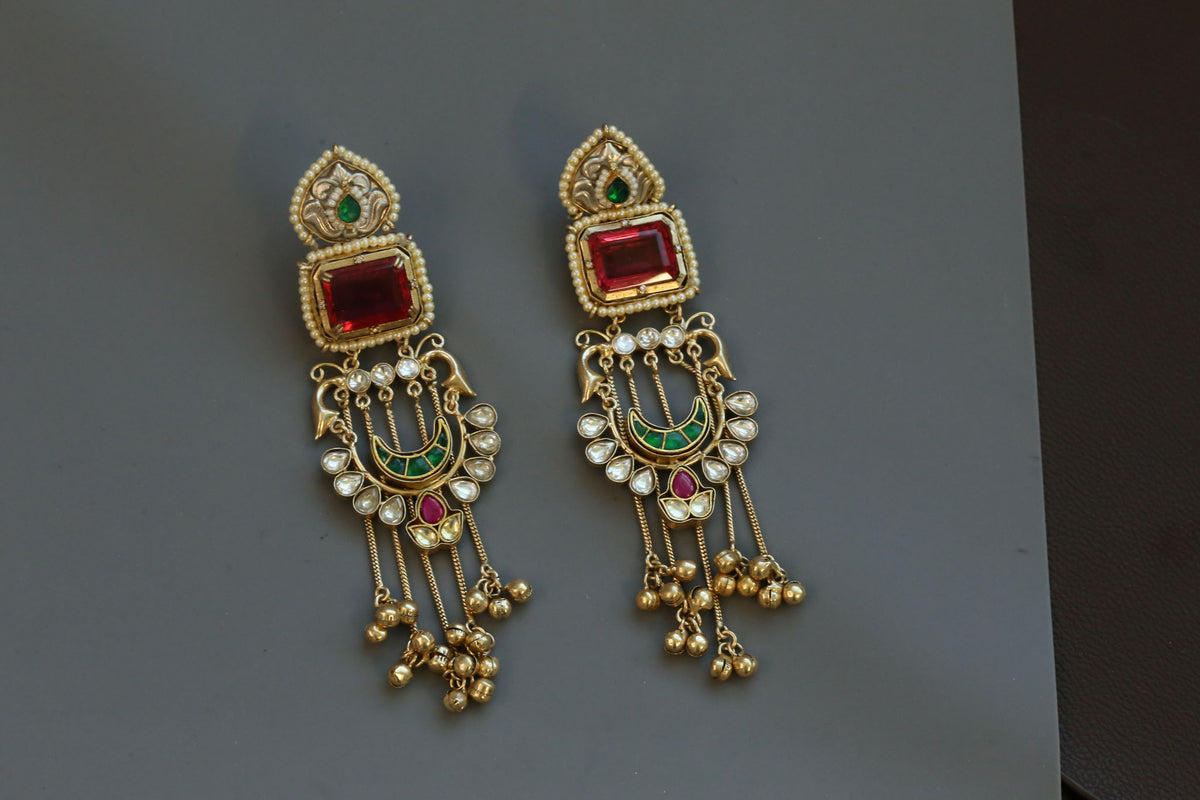 Kashmiri Kundan Fusion Earrings