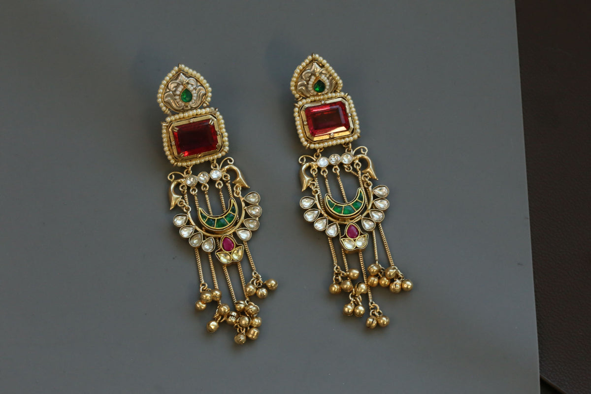 Kashmiri Kundan Fusion Earrings