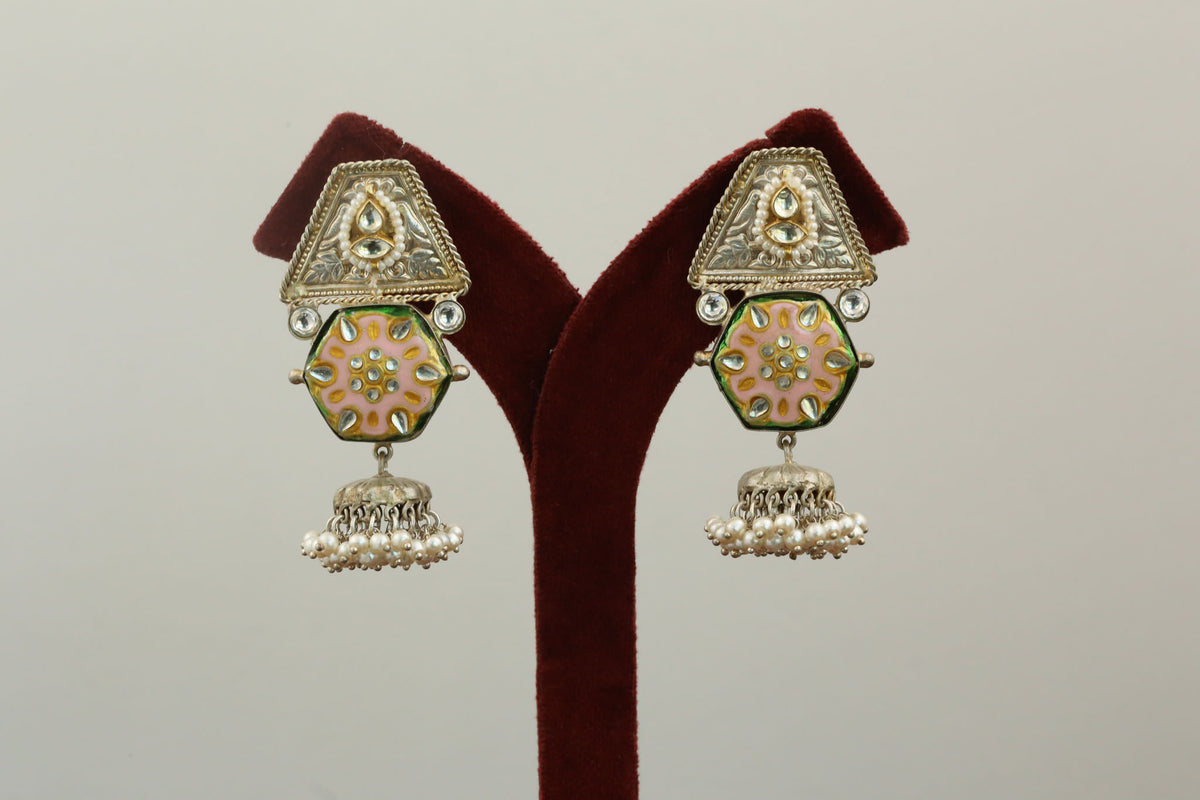 Kundan Enamel Dual Tone Jhumka