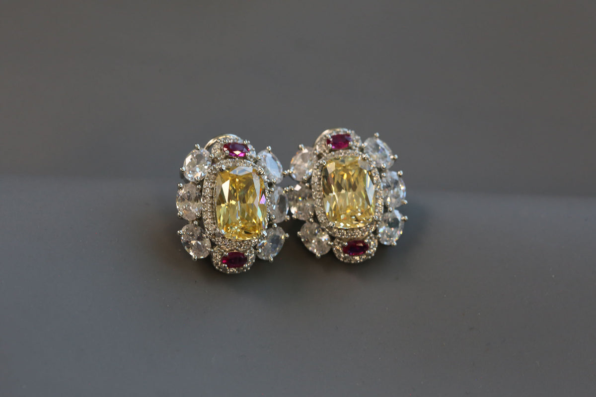 Premium CZ & Yellow Doublet Studs