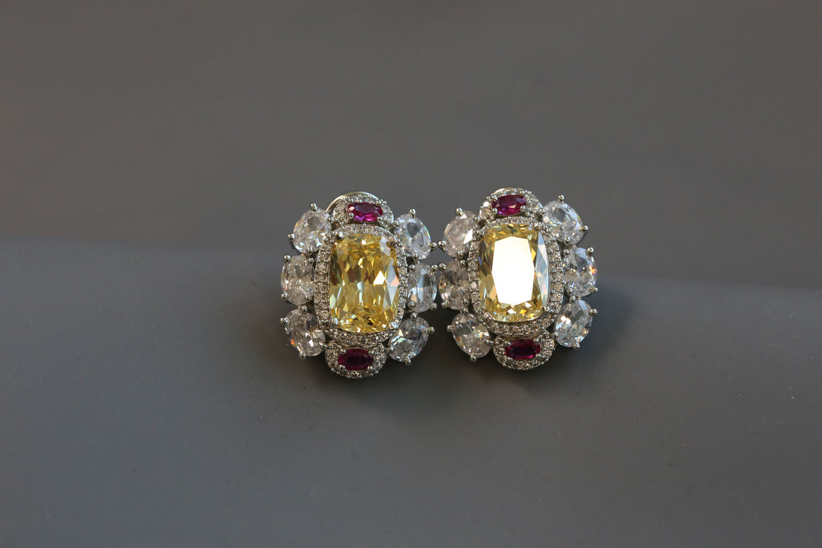 Premium CZ & Yellow Doublet Studs