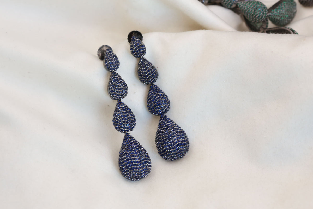 Ishika Victorian Earrings - Blue