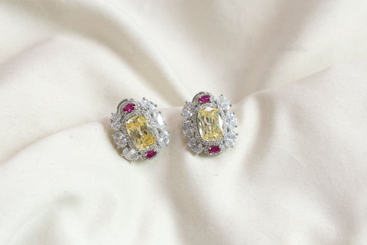 Premium CZ & Yellow Doublet Studs