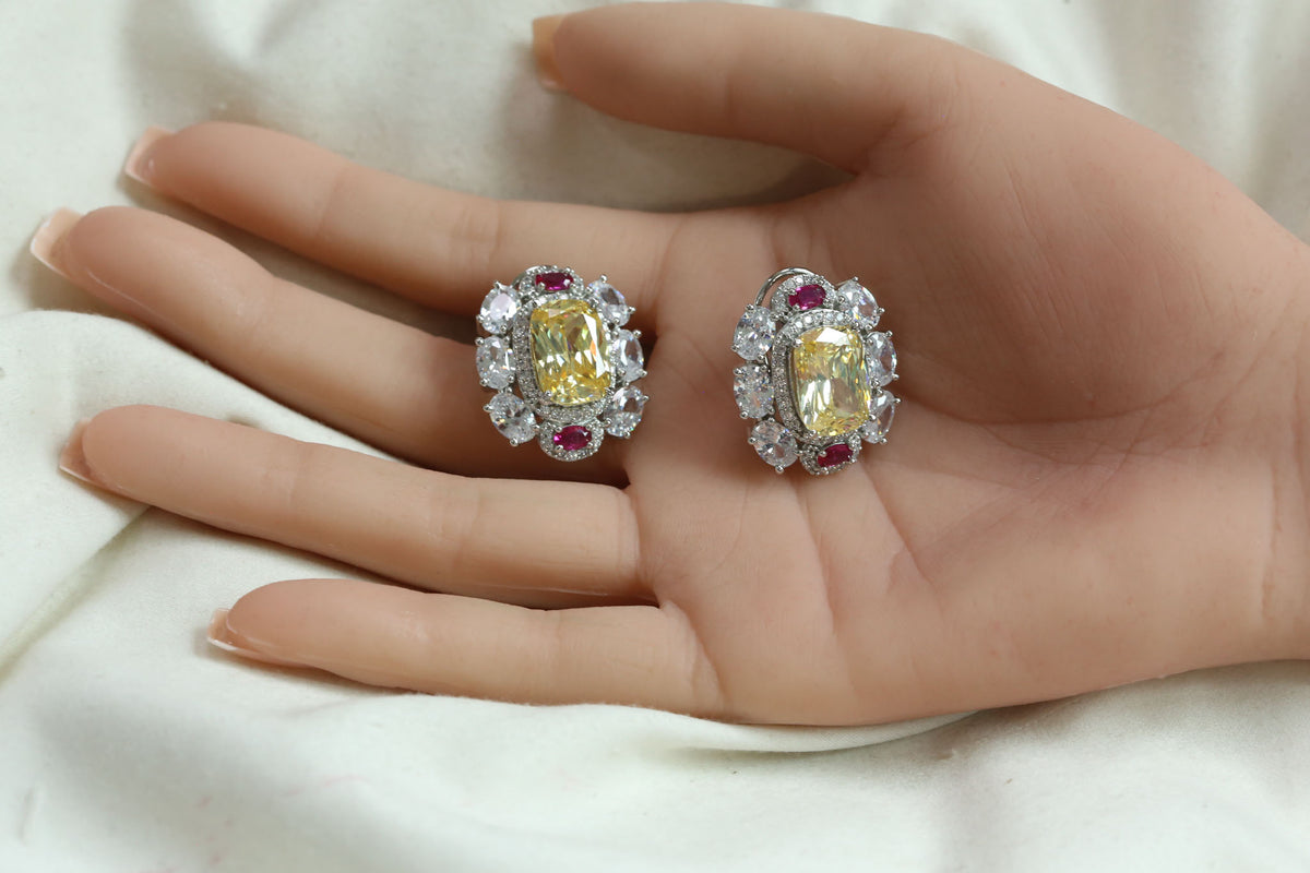 Premium CZ & Yellow Doublet Studs