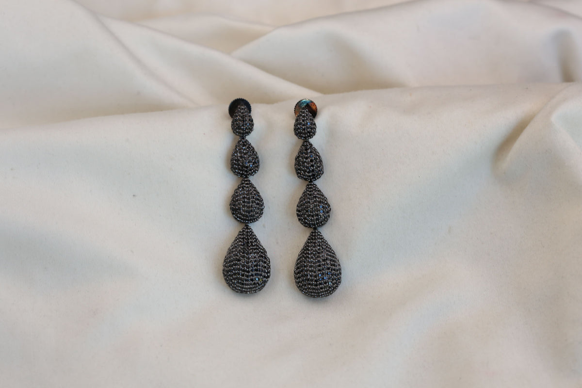 Ishika Victorian Earrings - Black