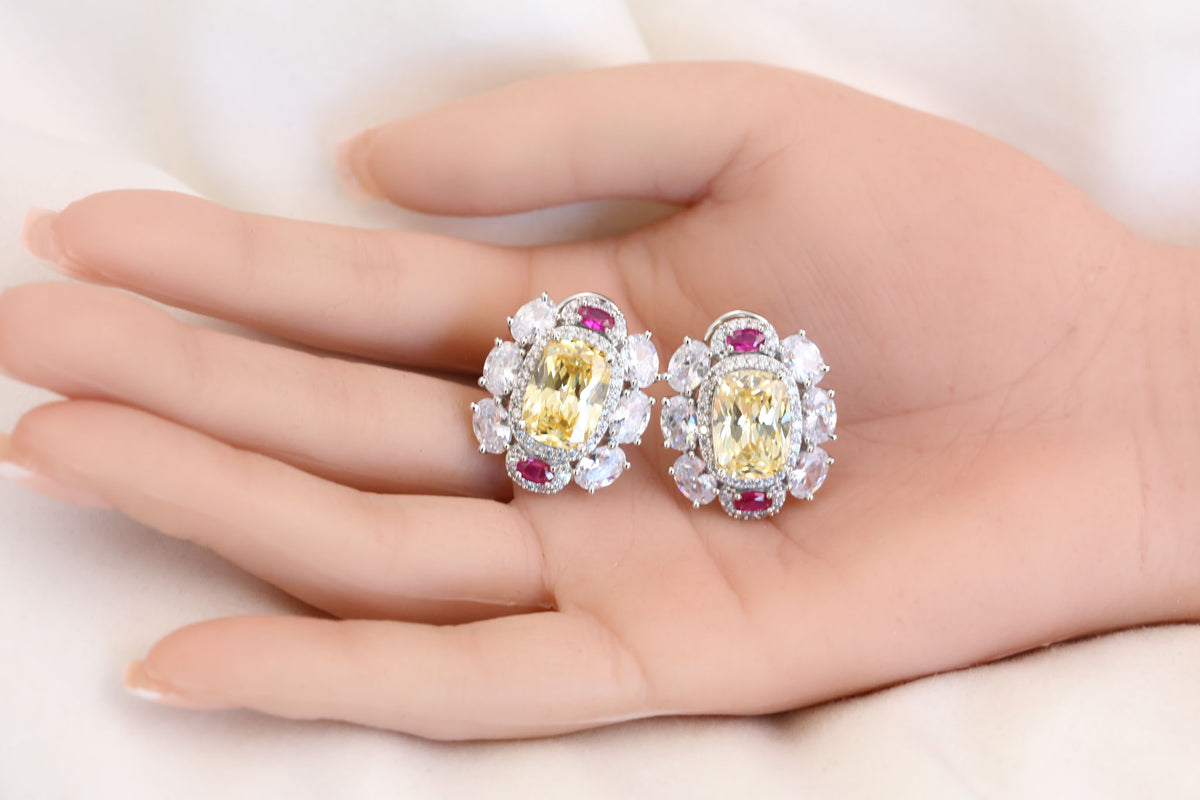 Premium CZ & Yellow Doublet Studs