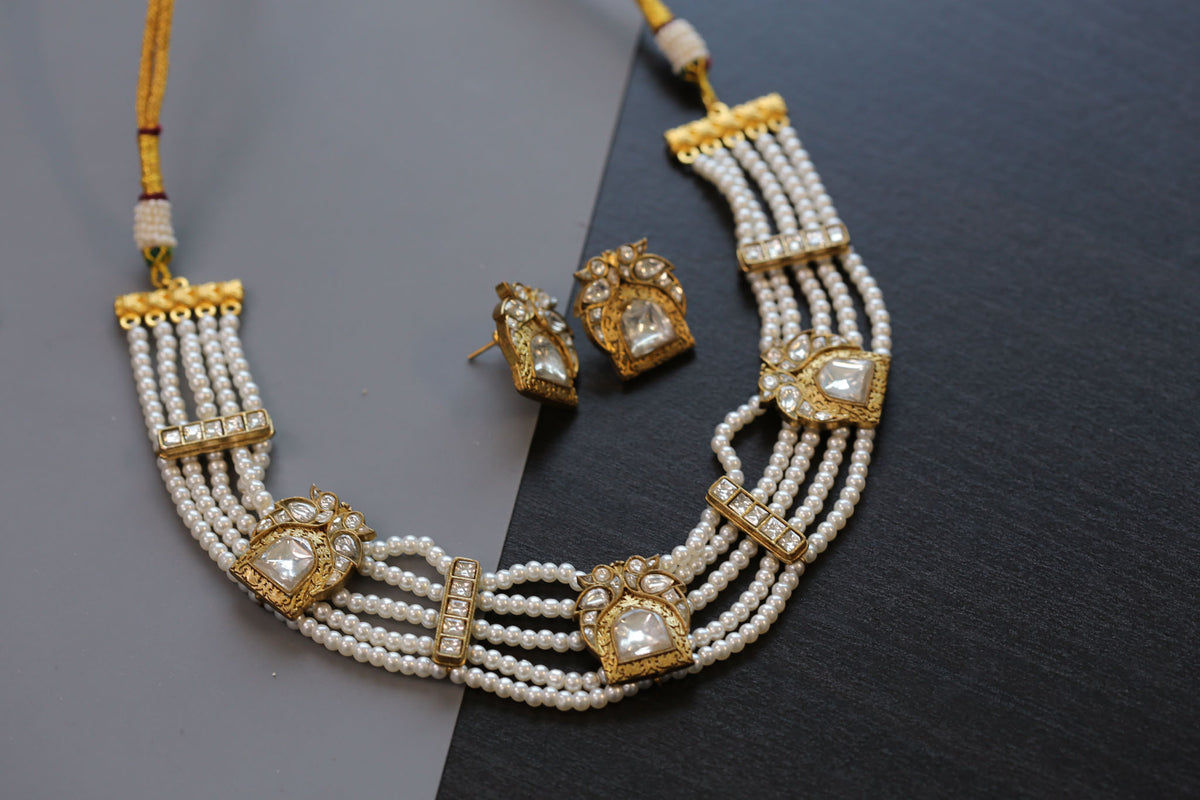 Jharoka Vintage Look Kundan Necklace Set