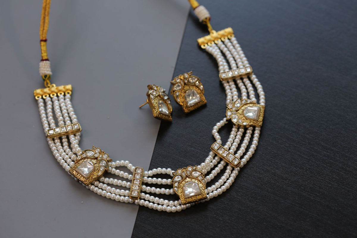 Jharoka Vintage Look Kundan Necklace Set