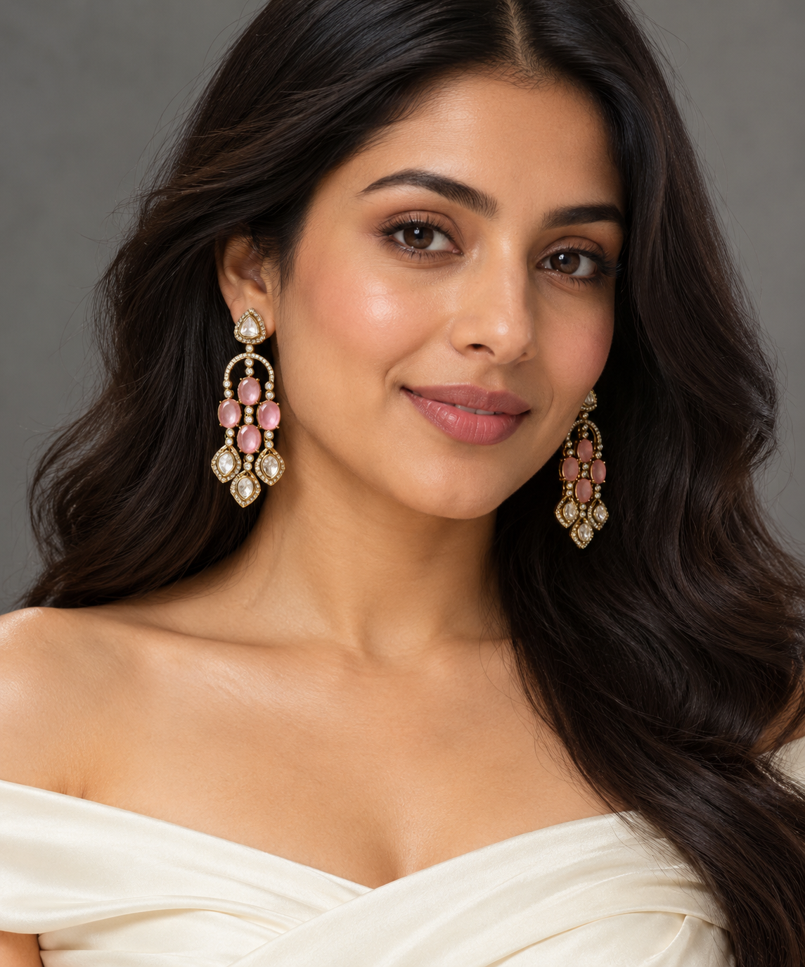 Premium LV Moissanite & Doublet Earrings -Pink