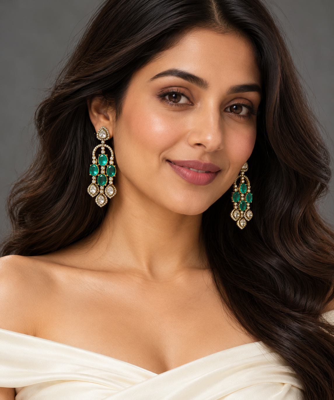 Premium LV Moissanite & Doublet Earrings -Emerald