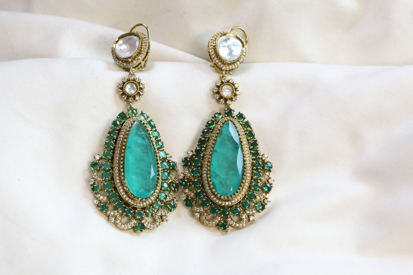 Long Premium Polki & Doublet Earrings