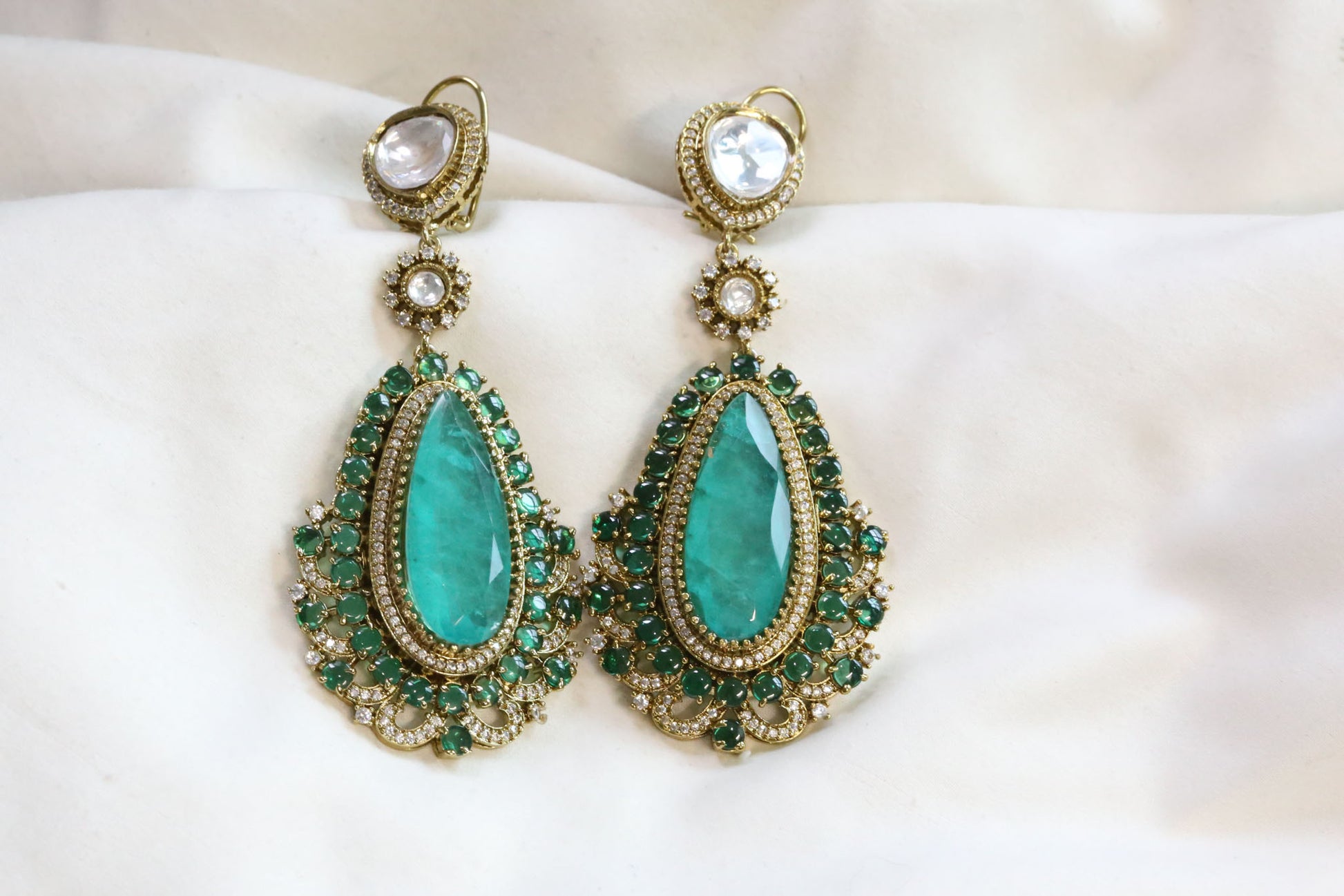 Long Premium Polki & Doublet Earrings
