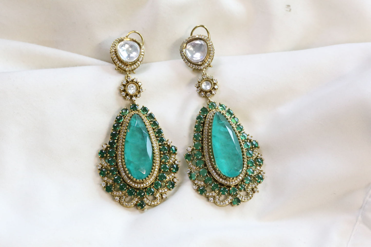 Long Premium Polki & Doublet Earrings