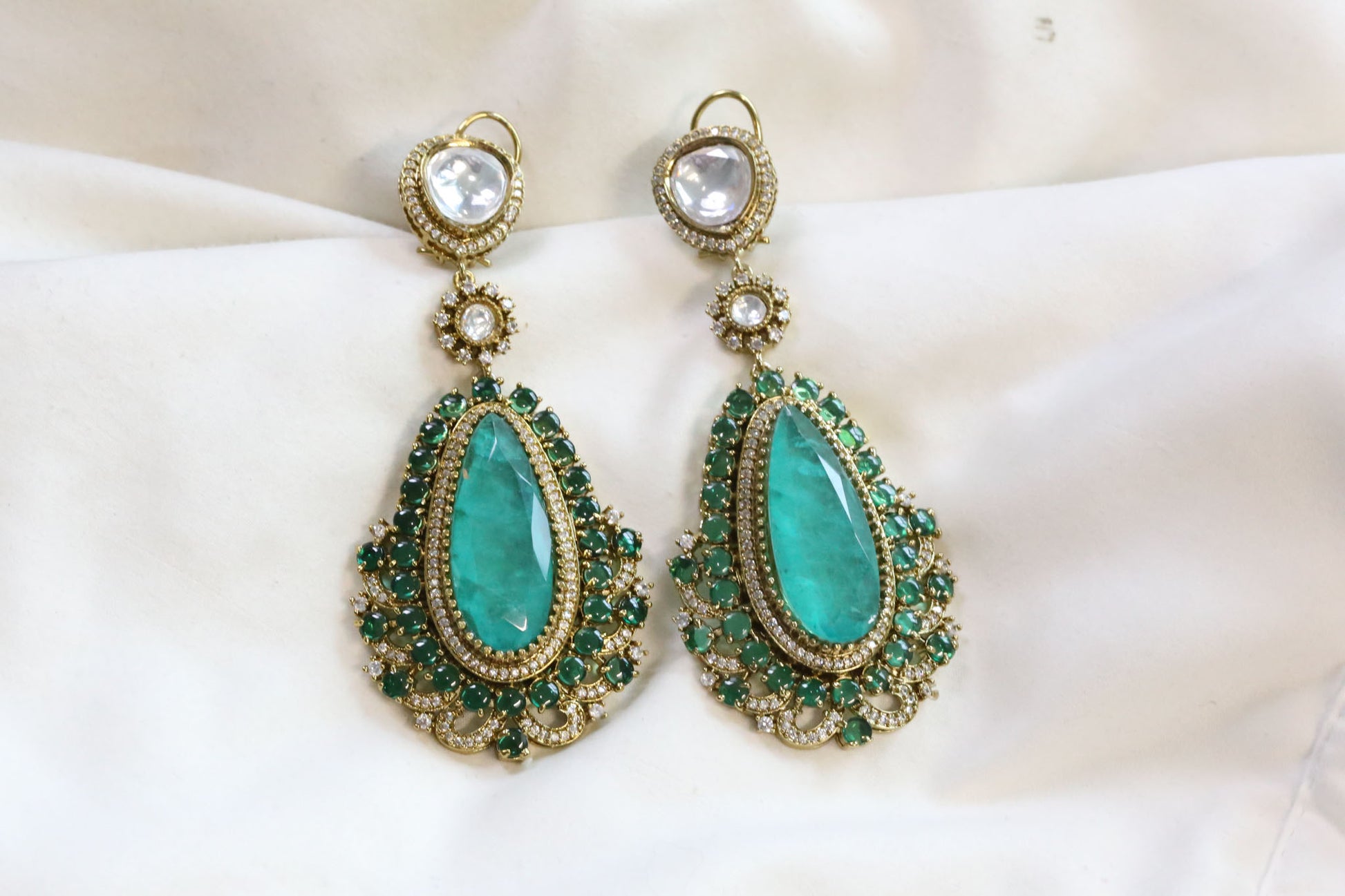 Long Premium Polki & Doublet Earrings