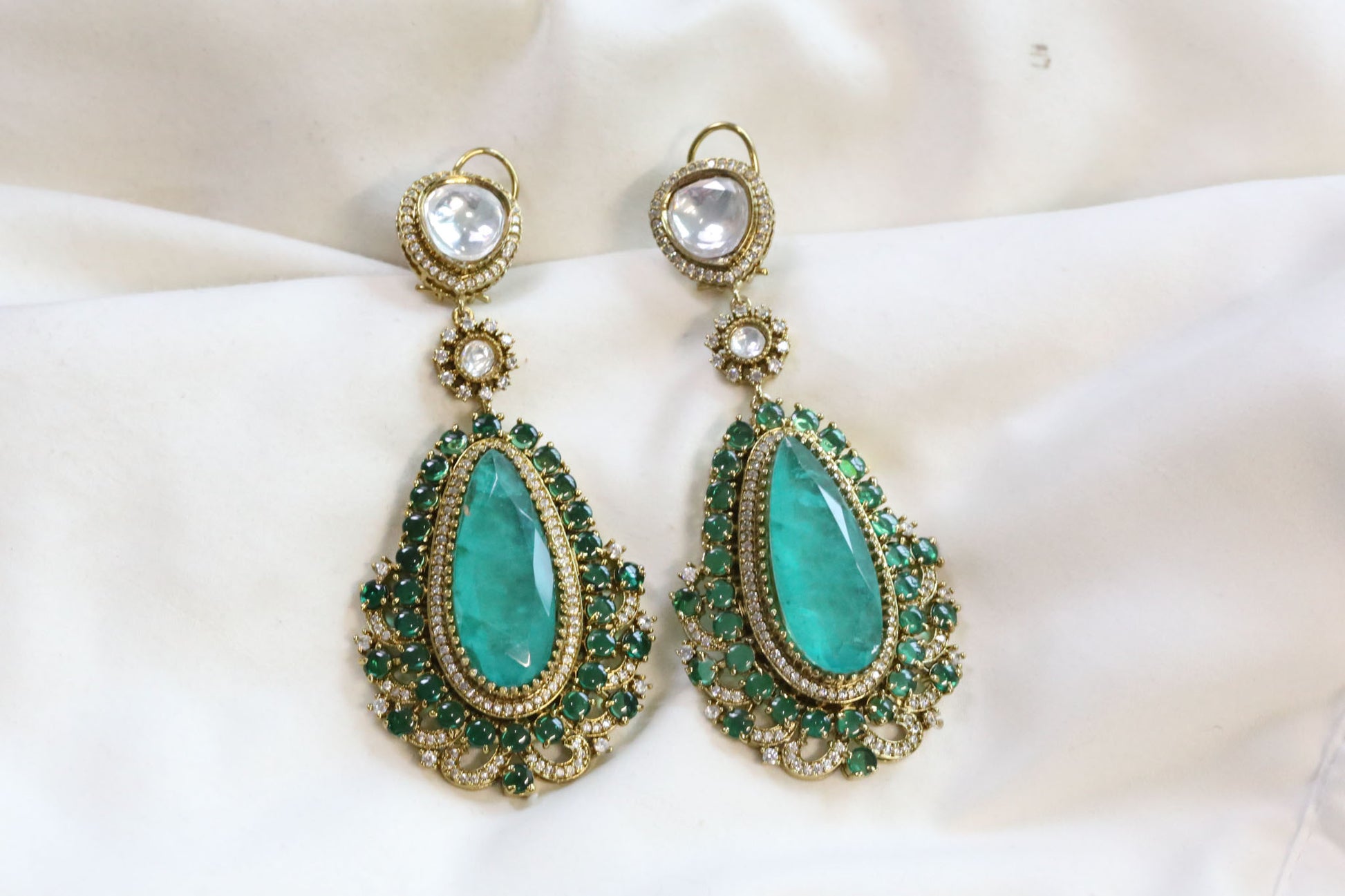 Long Premium Polki & Doublet Earrings