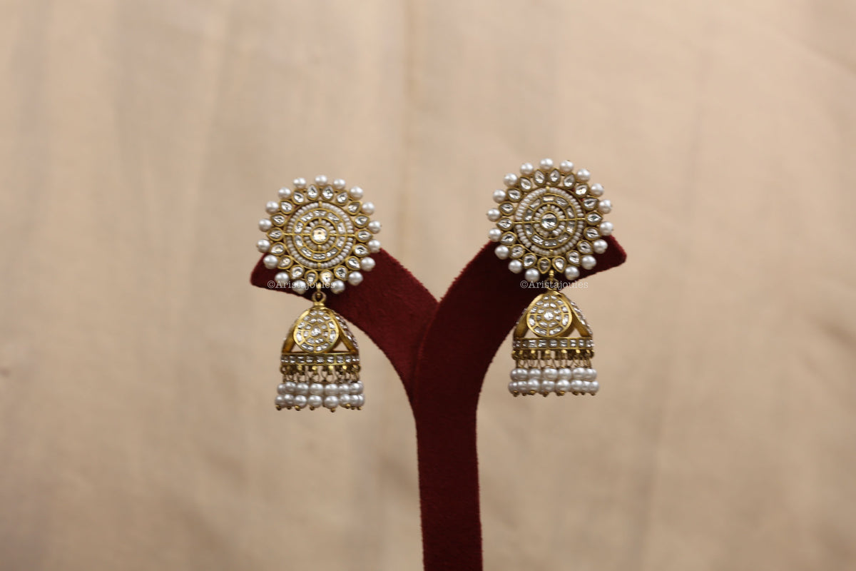 Kalindi Vintage Gold Polish Jhumka