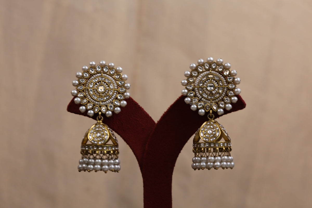 Kalindi Vintage Gold Polish Jhumka
