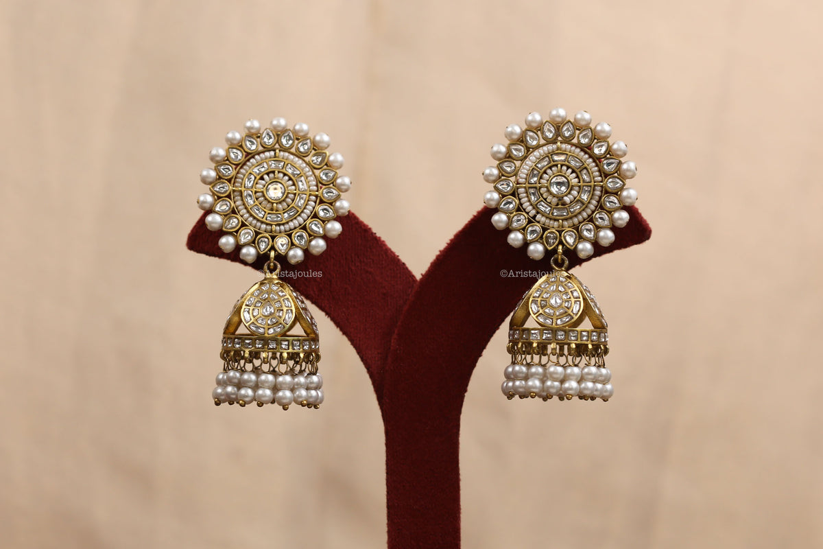 Kalindi Vintage Gold Polish Jhumka