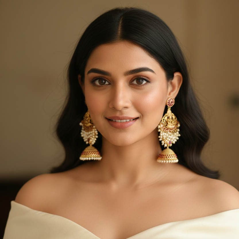 Temple Lakshmi Kemp Jhumka