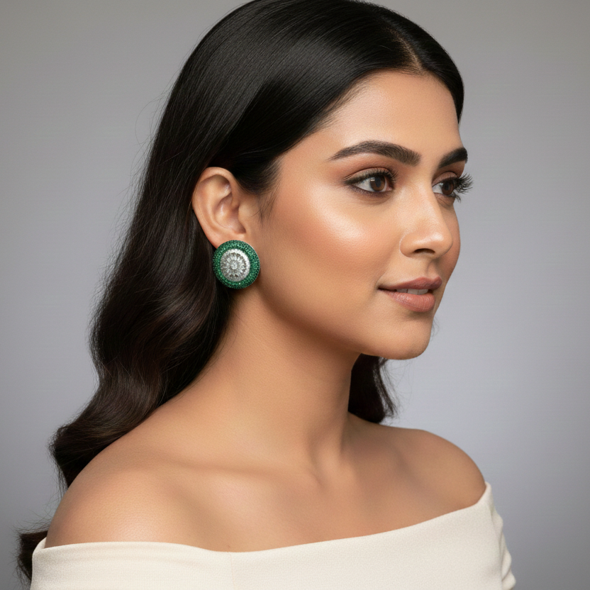 Micro CZ Pave Setting Studs - Green