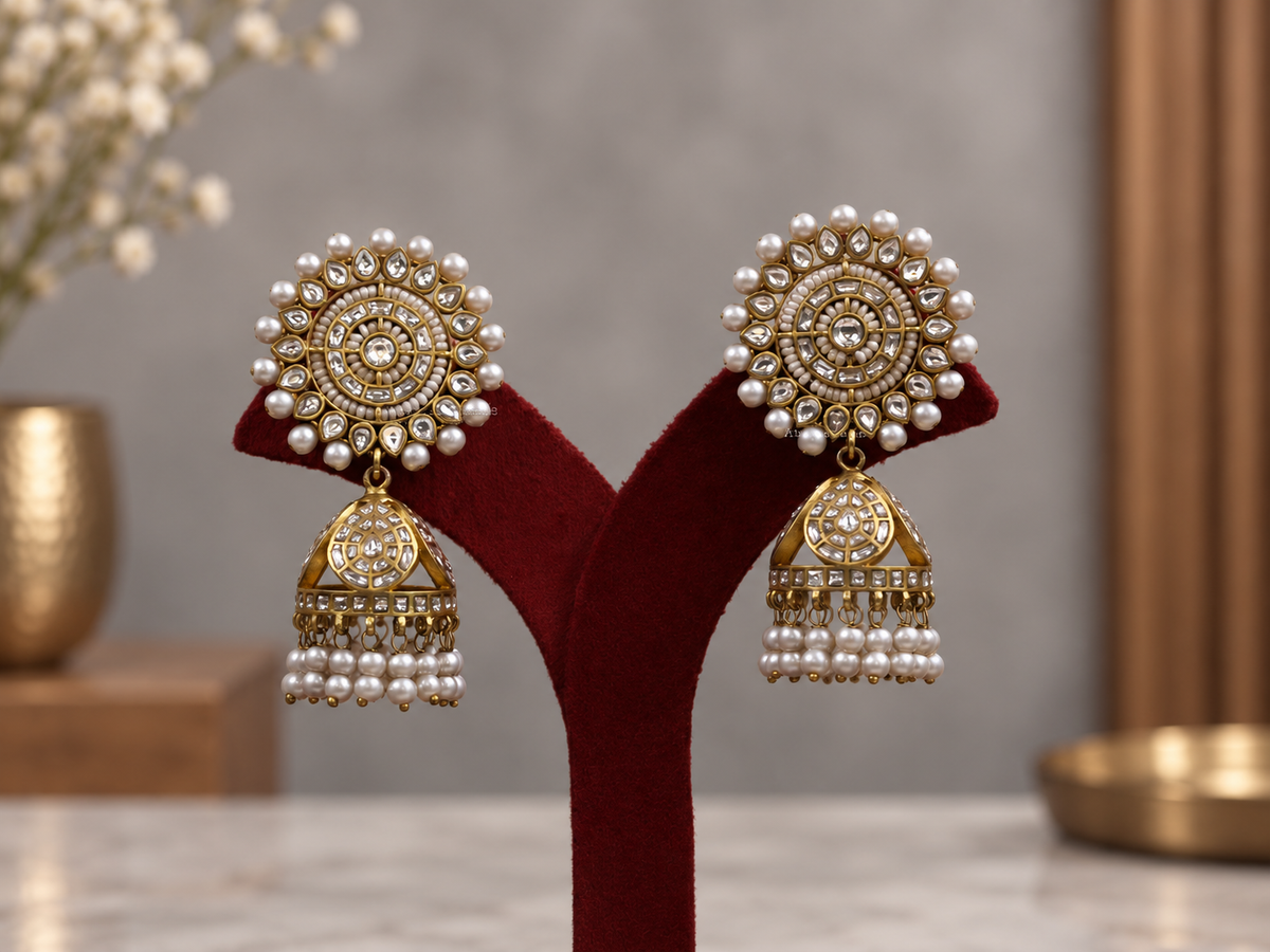 Kalindi Vintage Gold Polish Jhumka