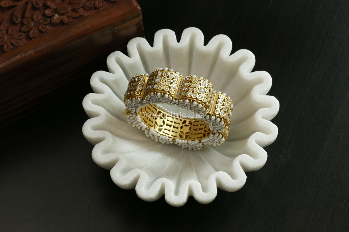Poornima Vintage Gold Designer Bangle (Openable) - 2.4