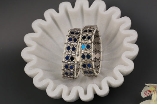 Rajasthani Glass Bangles - Blue ( 2.4 openable)