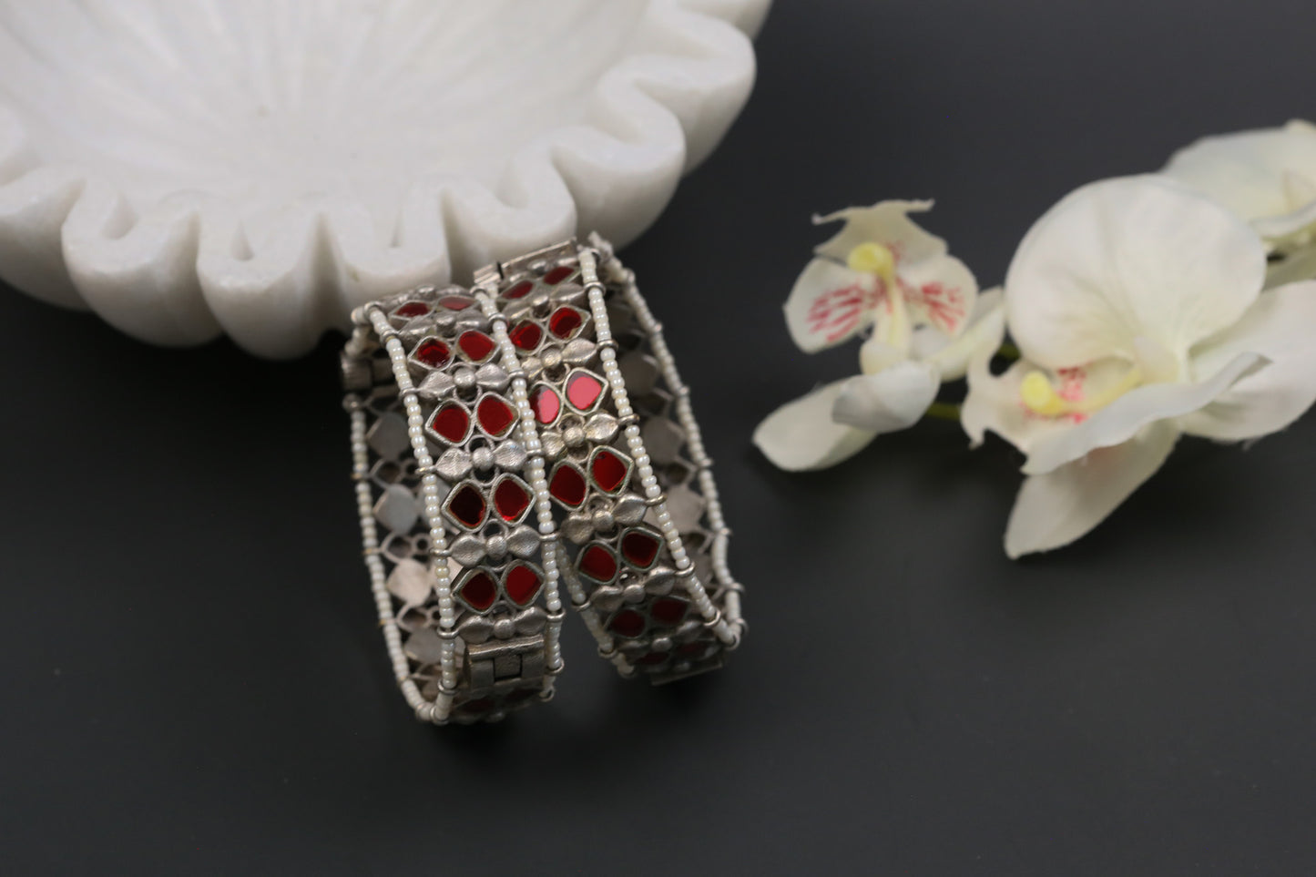 Rajasthani Glass Bangles - Red (2.4 openable)