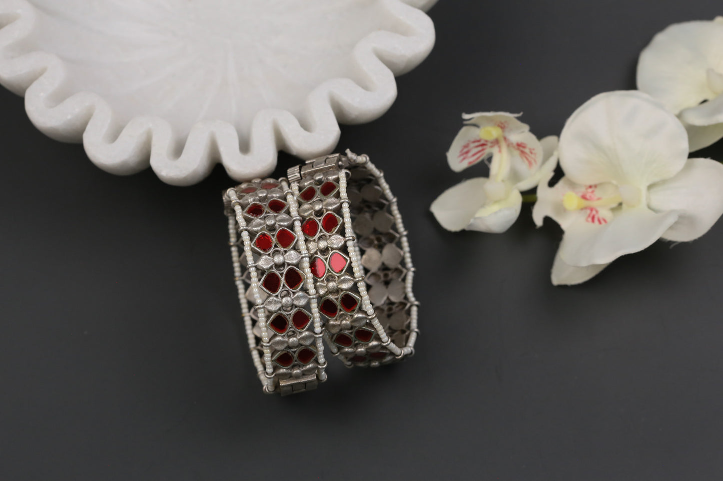 Rajasthani Glass Bangles - Red (2.4 openable)