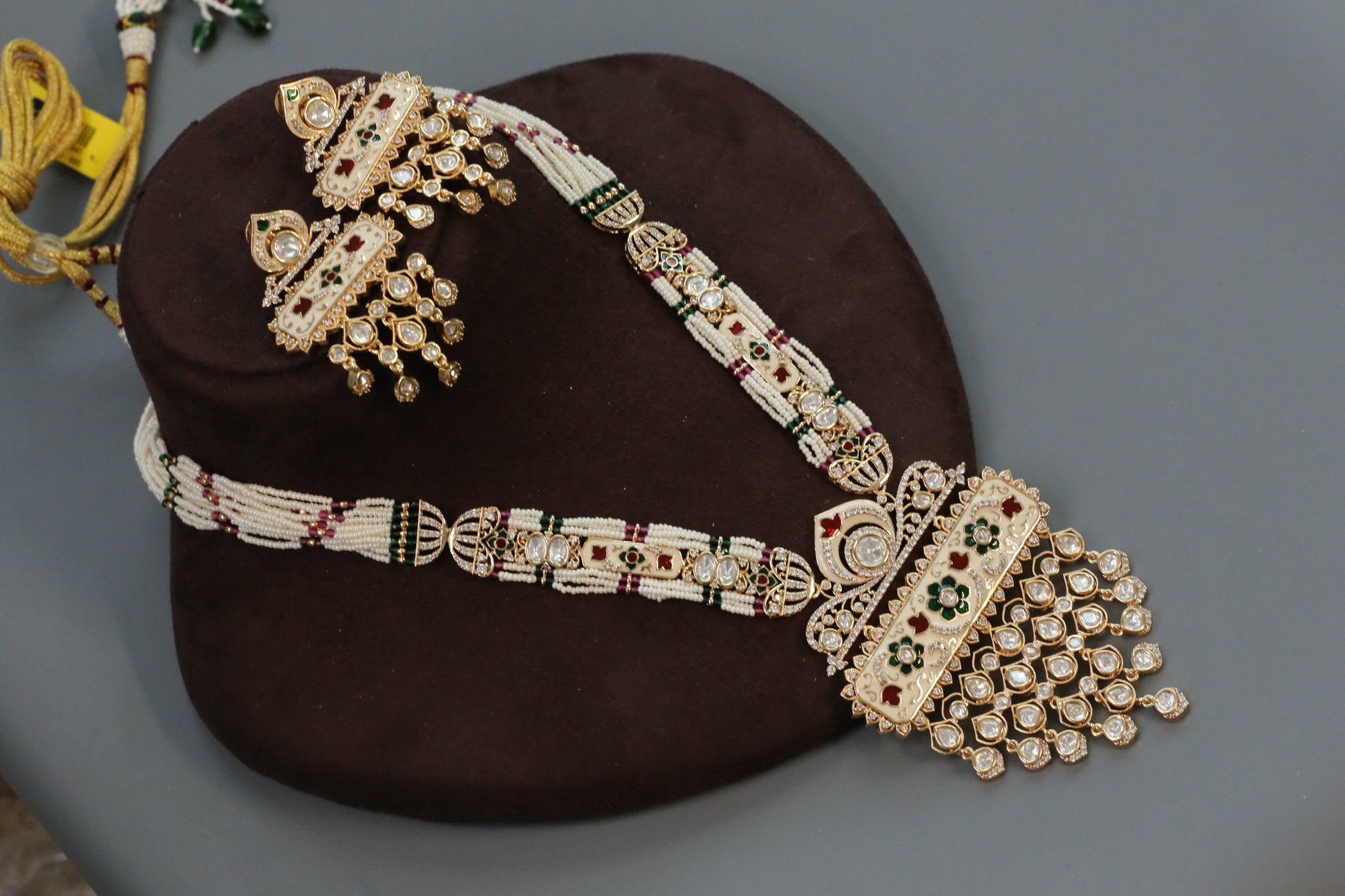 Harini Enamel & Polki Necklace Set - Multi