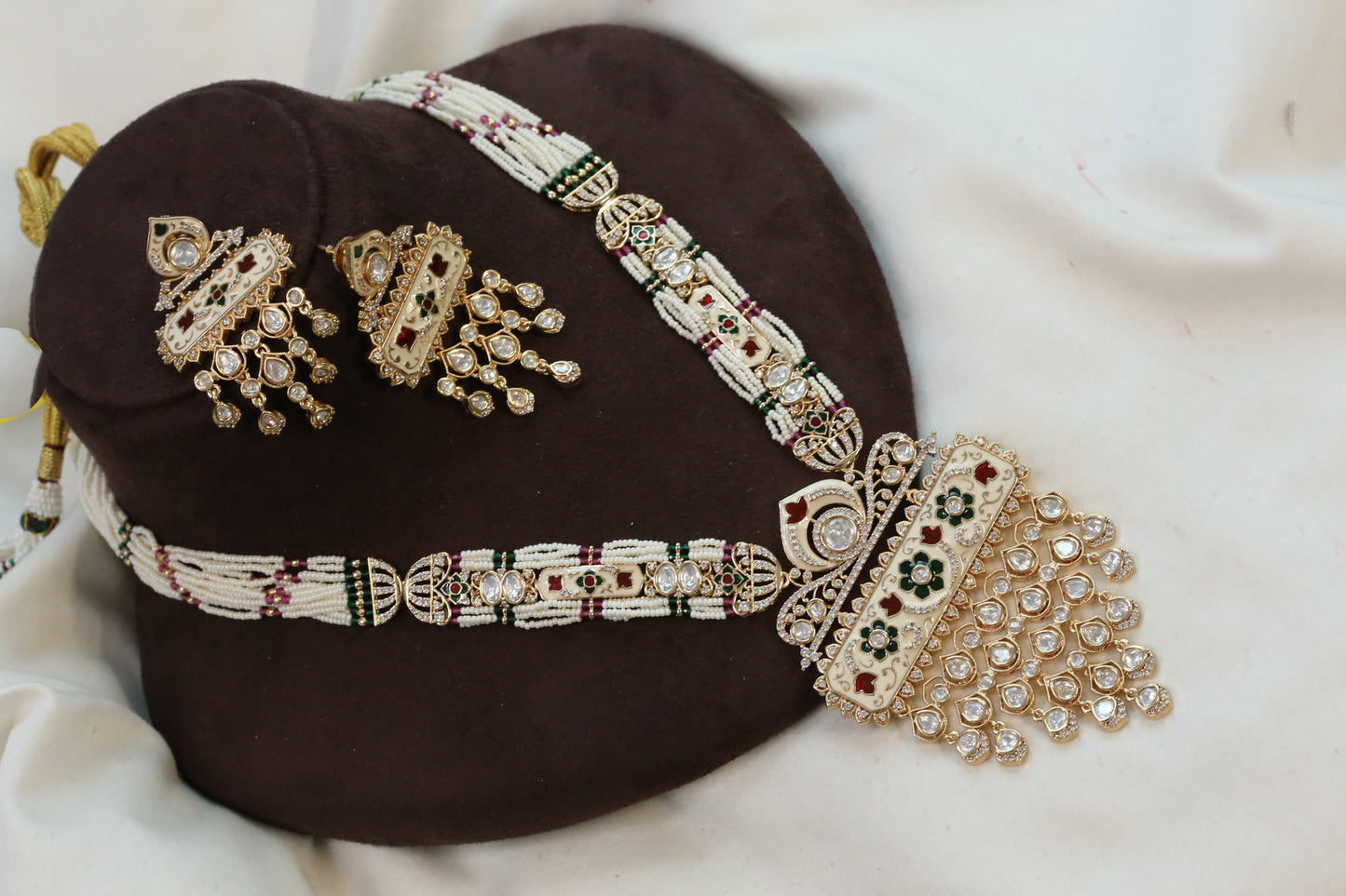 Harini Enamel & Polki Necklace Set - Multi