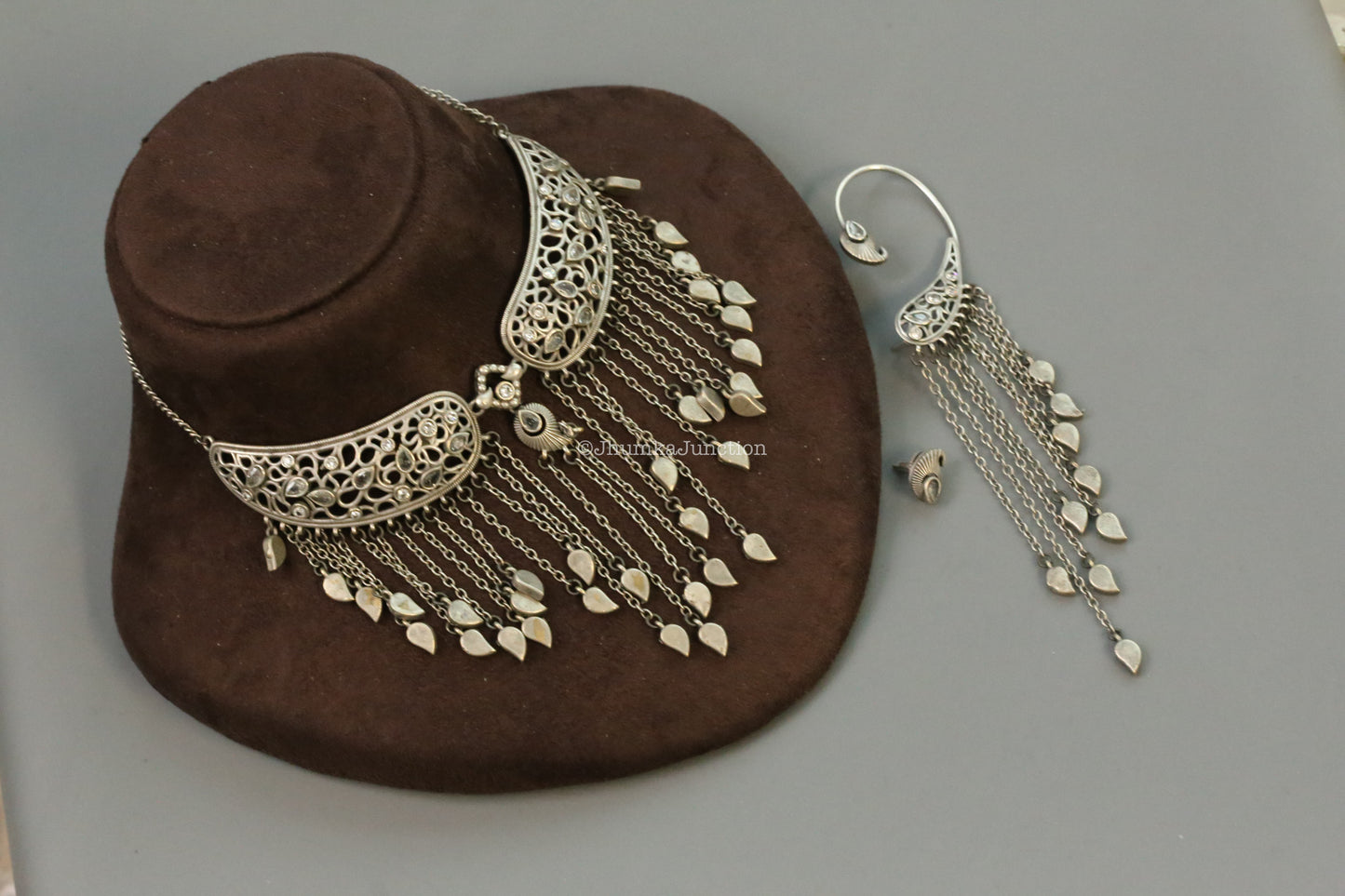 Kinjal Dave Style Fusion Oxidized Set - Clear