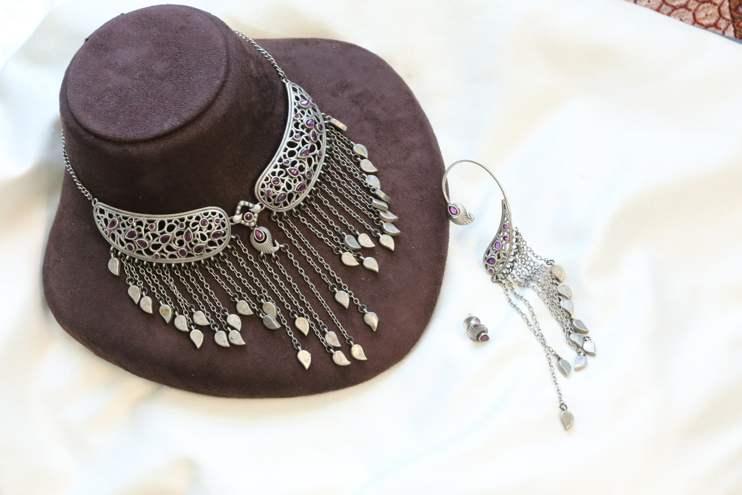 Kinjal Dave Style Fusion Oxidized Set - Ruby